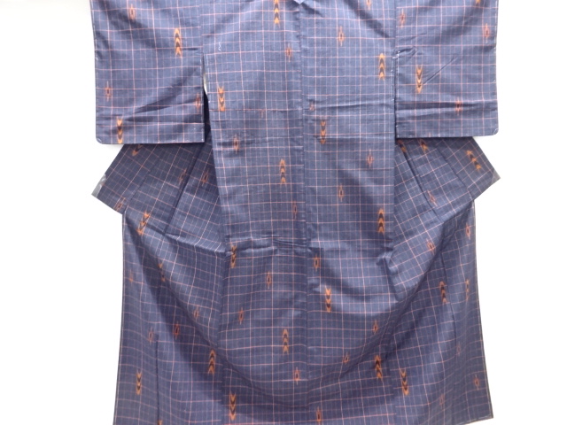 JAPANESE KIMONO / UNUSED TSUMUGI / WOVEN GRID & KASURI 